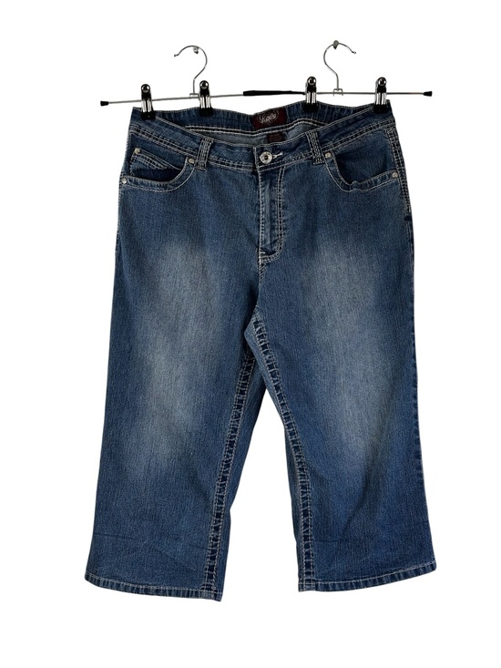 Angels Pants - Angels Embellished Denim Capri Jeans Women’s Size 14P Y2K Bling Western Cowgirl